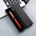 Metal rollerball pen in black gift box, elegant business office stationery and gift set. - Lid and Base Paper Box / Red