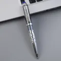 Stylish metal ballpoint pen featuring blue geometric pattern, elegant business office gift pen. - 3# (Blue Geometric Grid)