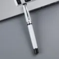 Witte metalen rollerball pen met fijn 0.5mm punt, elegante zakelijke geschenkkeuze. - Wit