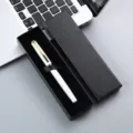 White metal rollerball pen in black gift box, elegant business stationery set for office. - Lid and Base Paper Box / White