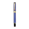 Penna roller in metallo testurizzato blu con clip a testa di pantera dorata e regalo - 0.7mm / Blu