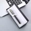 Black metal signature pen with gold trim in gift box, business office stationery item. - 041# Box / Black