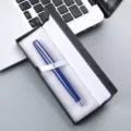 Blue metal rollerball pen in black gift box, elegant business office stationery gift for men and women. - 041 Pen Box / Blue