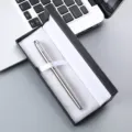 Metal business rollerball pen in black gift box set for office stationery and corporate gifting. - Silver Pen With Silver Clip / 041 Pen Box