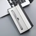 Metal Ballpoint Pen in Black Gift Box, Silver Striped Business Sign Pen Set. - 042# Box / Silver
