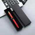 Metal rollerball pen gift set in black box business office stationery supply red barrel. - Red Pen / Lid Gift Box