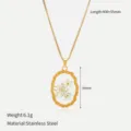 Collar de acero inoxidable con colgante de resina y flores secas de estilo vintage chic - Floral - Estilo 4