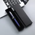 Coffret cadeau stylo en metal elegant avec boite noire, ideal pour bureau et cadeaux d'affaires. - Boîte Cadeau Couvercle / Bleu