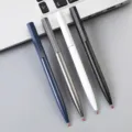 Minimalistische metalen balpen set, strak zeshoekig design, soepel schrijven op kantoor. - Grijs