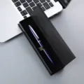 Stylo signature en métal bleu avec boîte cadeau noire, élégant modèle de roller de bureau. - Stylo bleu + boîte en papier magnétique