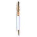 Metal oil-filled gold foil ballpoint pen with transparent barrel and elegant golden clip. - White