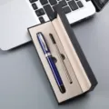 Set de stylo roller en métal bleu avec boîte cadeau et recharge, cadeau d'affaires de bureau. - Boîte à Stylo Unique / Bleu