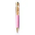 Metal oil-filled gold foil ballpoint pen with pink barrel and elegant luxury style. - Pink