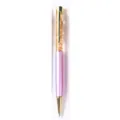 Pink gold foil ballpoint pen with liquid filled barrel, elegant metallic finish writing tool. - Purple