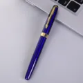 Stylo plume en métal bleu avec clip doré pour cadeau d'affaires et calligraphie. - 0.7mm / Bleu