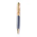Metal ballpoint pen with sparkling gold foil flakes, luxury creative office stationery gift. - Gray