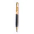 Metal oil-filled gold foil ballpoint pen with luxury crystal design for business and office. - Black