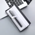 Metal ballpoint pen gift set in black box, elegant business writing instrument for promotion. - Black Pen with Silver Trim + 041# Box