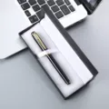 Black metal ballpoint pen with gold clip in a gift box, elegant business office stationery. - Black Pen with Gold Trim + 041# Box