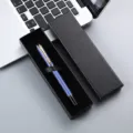Stylo roller en métal de style chinois avec clip dragon dans une boîte cadeau noire pour le bureau. - Boîte à couvercle / Bleu