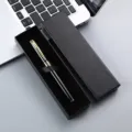 Luxury metal ballpoint pen in black gift box, ideal business promotional gift with custom logo. - Black Pen with Gold Hardware & Gift Box