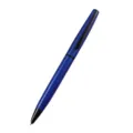 Slanke blauwe metalen balpen met zwarte clip, elegante kantoor en bedrijfsartikelen. - Blauwe Houder