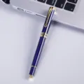 Stylo à bille en métal bleu avec clip doré, stylo professionnel élégant pour le bureau. - Stylo bleu saphir