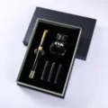 Luxe zwart-gouden zakelijke vulpen cadeau set met inktfles en drie inktpatronen. - Stijl 14 Set