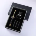 Luxe zakelijke vulpen cadeaugeschenkset met zwart gouden ontwerp en inktfles voor kantoor. - Stijl 16 Set