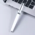 Elegante witte metalen balpen als relatiegeschenk en professioneel kantoor schrijfartikel - Wit