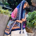 Ethnic style geometric print women scarf, stylish cotton linen shawl for beach and travel. - Style 9