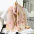 Floral print imitation silk scarf large summer shawl women fashion beach wrap accessory - 13