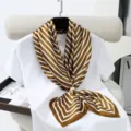 Fashion luxury 90cm imitation silk scarf, Japanese minimalist striped large square scarf. - Style 6