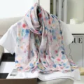 Summer floral print imitation silk scarf, elegant long shawl for women, fashion accessory. - 10