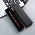 Metal signature pen set in black gift box, elegant business gift pen with smooth writing. - Lid Box / Red