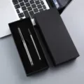 Ensemble de stylo à bille en métal d'affaires avec boîte cadeau noire et recharge. - Boîte avec Recharge / Gris
