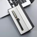 Black and gold metal signature pen gift box set, elegant business stationery and rollerball pen. - 042# Box / Black