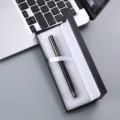 Stylo bille professionnel en métal noir variante avec boîte cadeau et doublure blanche - 041# Boîte / Noir