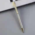 Silberner Metallkugelschreiber mit goldener Klammer und Spitze, eleganter Schreibwarenartikel. - Stil 11#
