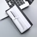 Elegant metal ballpoint pen in a sleek black gift box, perfect business gift choice. - 041# Box / White