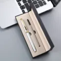 Metal signature pen gift set white and gold ballpoint pen with refill in black box - Single Pen Slot Box / White