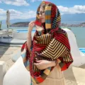 Exotic geometric print beach scarf thin sunscreen shawl for summer vacation seaside travel - 266-Main Color