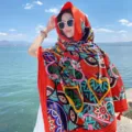 Bohemian ethnic print extra large sun protection shawl scarf for women summer beach travel style. - 176