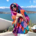 Ethnic style oversized beach scarf sun protection shawl summer thin vacation outerwear for women. - 332