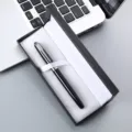 Black metal rollerball pen gift set with elegant presentation box for business office stationery. - Black Pen With Silver Clip / 041 Pen Box