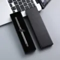 Metal ballpoint pen set in black gift box, elegant business gift and office stationery item. - Lid and Base Paper Box / Gray