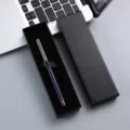 Elegant metal ballpoint pen set in black gift box, ideal for business office gifts. - Lid and Base Paper Box / Blue