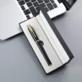 Classic black and gold metal rollerball pen with luxury gift box for business office writing. - Black Pen With Gold Clip / 042 Gift Box