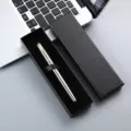 Business gift metal ballpoint pen set with elegant black presentation box for office use. - Silver Pen & Lid-and-Base Pen Box