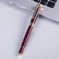 Stylo signature en métal bordeaux avec bordure dorée, roller cadeau d'affaires pour bureau. - Stylo rouge vin